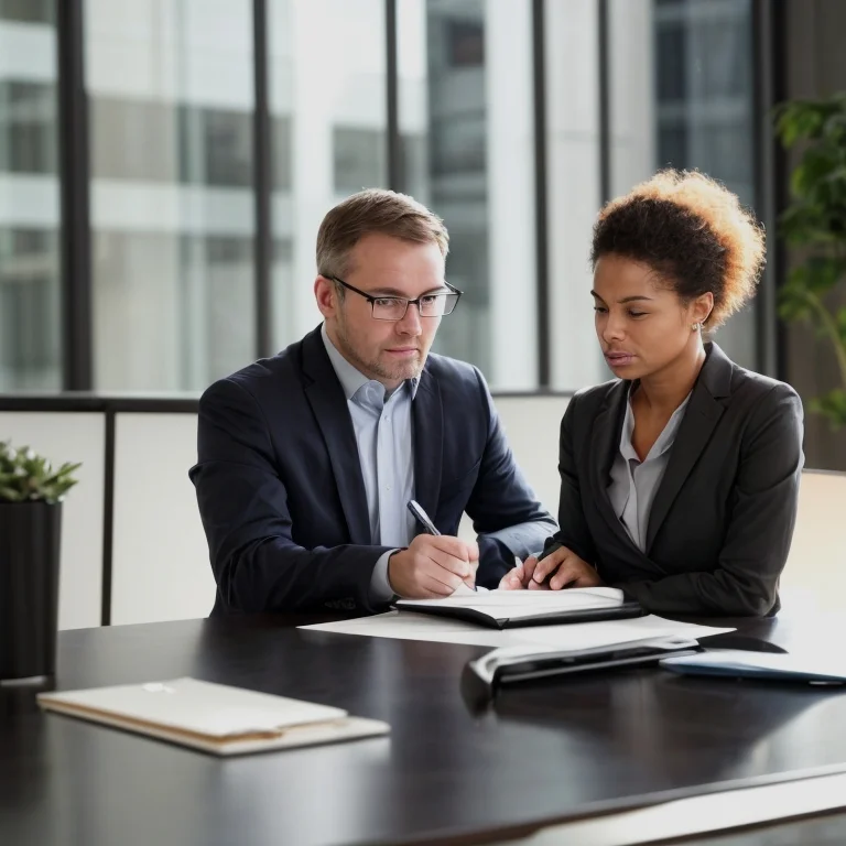 Mentor guiding executive in meeting